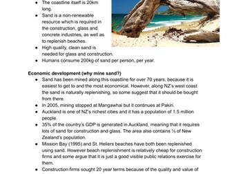 A Level geography Coasts notes - New Zealand coast and sand mining