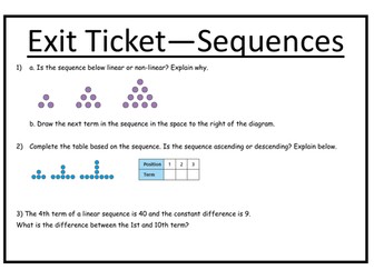 WRM - Year 7 - Sequences - Exit Ticket