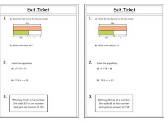 WRM - Year 7 - Equality and Equivalence - Exit Ticket