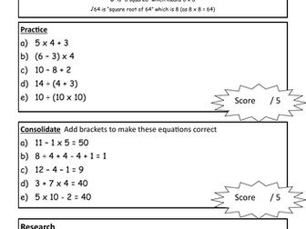 WRM - Year 7 - BIDMAS - Homework