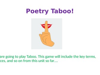 Poetry and Punctuation Taboo Game for GCSE and/ or A-level Students