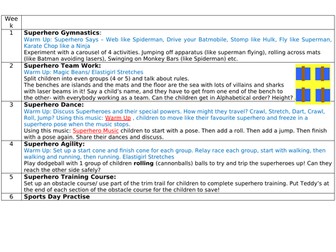 Superhero Topic P.E Planning EYFS