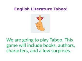 Fun English Literature Taboo Game