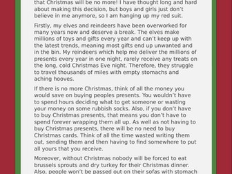 Persuasive writing Santa letter