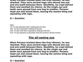 Perseus and the Gorgon Guided reading week