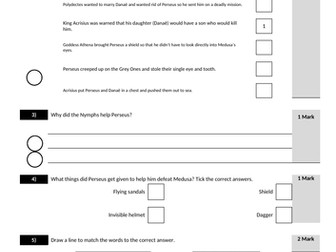 Editable comprehension test style question template