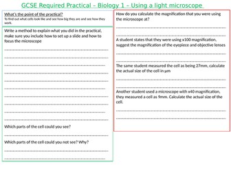 AQA B1 required practical student sheets