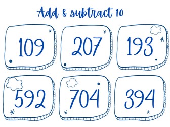 Add & Subtract 10 3 digit number cards