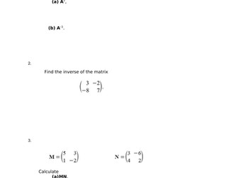 MATRICES WITH ANSWERS