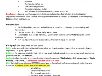 Edexcel A level Geography 20 marker answer structure