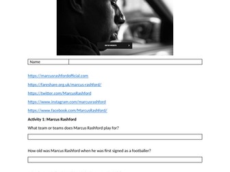 Marcus Rashford Website and Social Media AQA Media Studies CSP