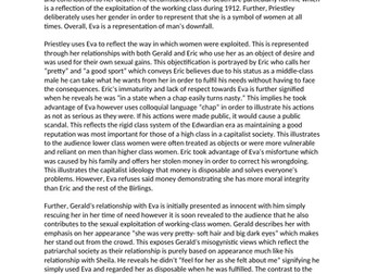 Model Essay: Eva Smith 40 Marker