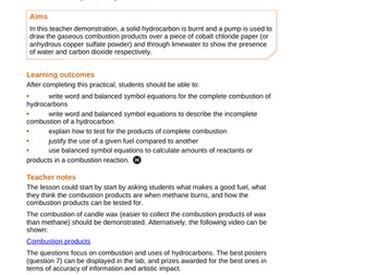 Properties of hydrocarbons and combustion