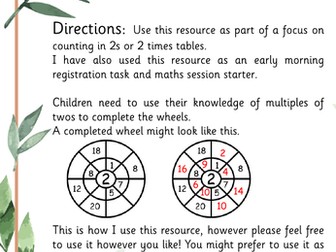 2 Times Table wheels