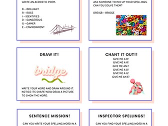 Spelling challenge cards