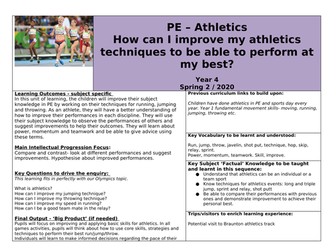 Year 4 Athletics Medium Term Planning