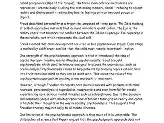 AQA A-level Psychology - The Psychodynamic Approach 16 marker