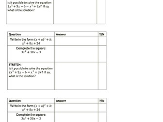 Completing the Square Lesson