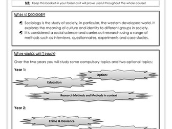 A Level Sociology Introduction Booklet - AQA Sociology