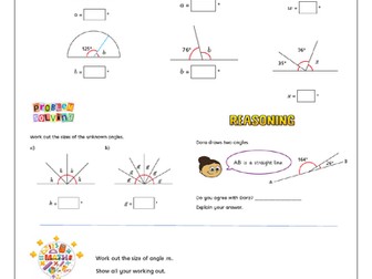 Maths - To calculate angles on a straight line