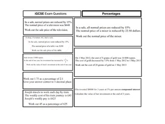 Maths GCSE and IGCSE Revision Pack. Over 10 hours of exam questions and full worked solutions!