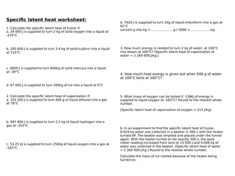 Internal energy and specific latent heat