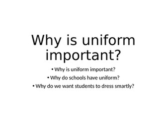 Pastoral Session - Why is uniform important?