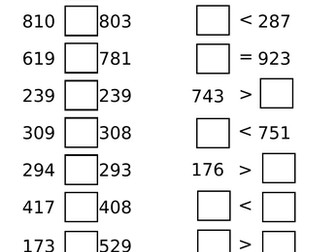 Less than, greater than - larger numbers