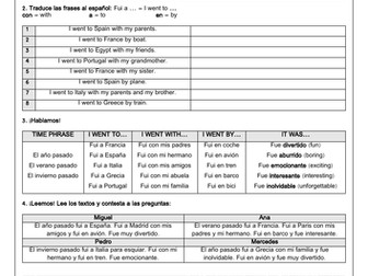 Viva 2 Holidays - Mis vacaciones (8 Worksheets) Spanish KS3