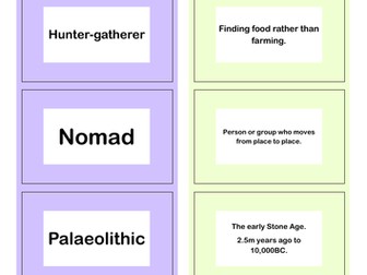 Vocab Card Game Stone Age to Iron Age