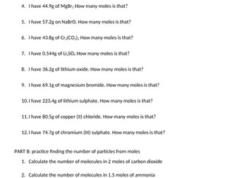 Avogadro's constant and finding numbers of atoms