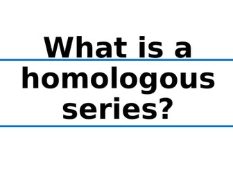 Homologous Series and Naming Organic Compounds