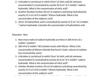 Concentration calculations using moles