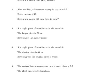 Ratio - dividing when one side given