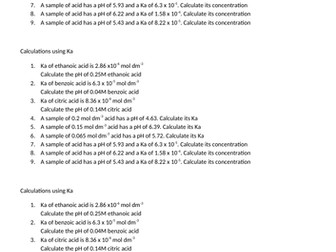 Calculations using Ka