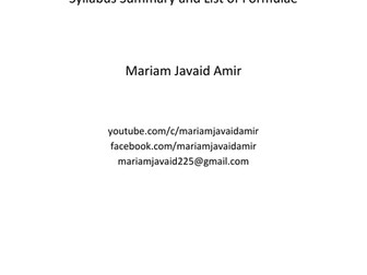 Cambridge IGCSE Mathematics 0580 Syllabus Summary and List of Formulae