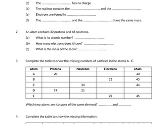 Atomic Structure Test