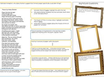 Tissue - A3 Analysis Work Sheet - Imtiaz Dharker - AQA GCSE Literature