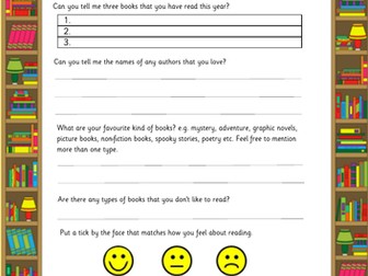 Reading Reflection Questionnaire for children