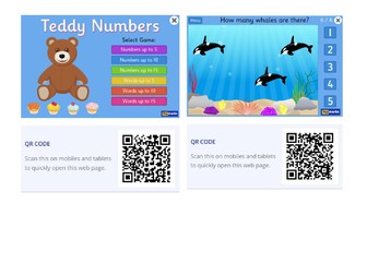 QR codes for games to play on iPads KS1