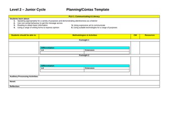 Junior Cycle - Level 2 Planning/Cúntas Template incl. Short Courses (Editable)