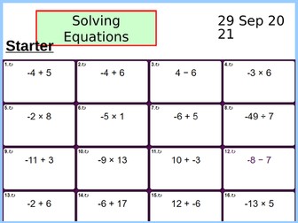 Solving Equations - Full Lesson Sequence