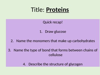 Proteins AQA A Level Biology