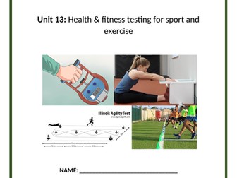 CTEC LEVEL 3 Unit 13  health & fitness testing for sport and exercise unit booklet