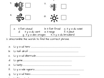 Weather worksheet - French