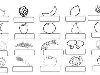 Fruit and Vegetables labelling and colouring Spanish