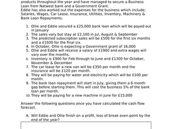 Cash Flow Forecast - Eddie & Ollie Scenario