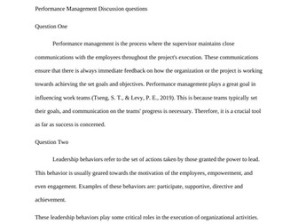 Performance Management Discussion questions