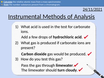 GCSE Chemistry: Instrumental Methods of Analysis