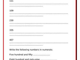 Year 3 Reading and Writing Numbers up to 1000